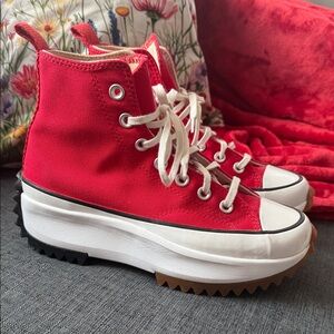 Converse Red Platform High-Top Sneakers